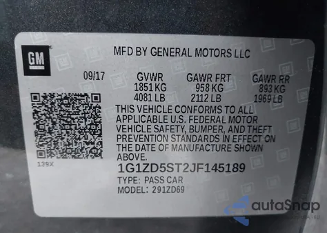 2018 Chevrolet Malibu Lt from USA, damaged, VIN 1G1ZD5ST2JF145189